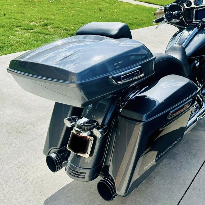 Color Matched Chopped Tour Pack w/ Slim Backrest & Chrome Hardware for Harley® Touring '97-'26