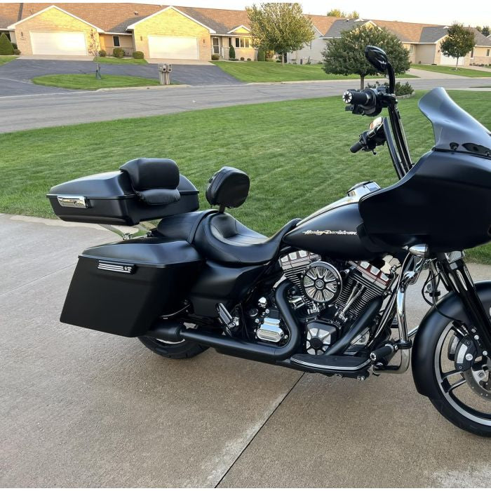 Color Matched Chopped Tour Pack w/ Slim Backrest & Chrome Hardware for Harley® Touring '97-'26
