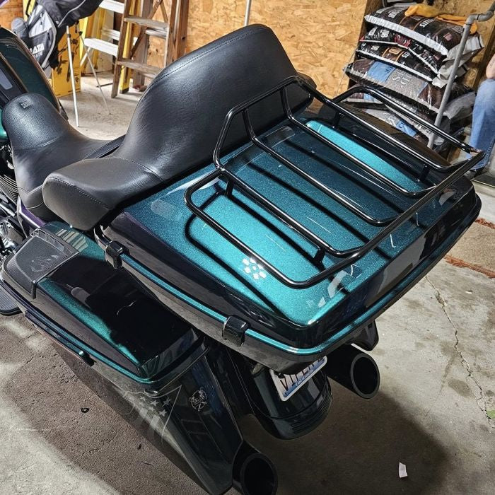 Baja Orange Chopped Tour Pack w/ Full Backrest & Black Hardware for Harley® Touring '97-'26