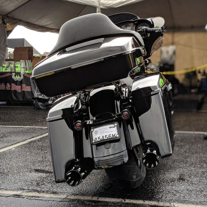 Color Matched Chopped Tour Pack w/ Full Backrest & Black Hardware for Harley® Touring '97-'26
