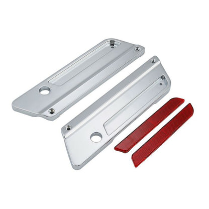 Chrome Saddlebag Latch Covers for Harley® Touring from HOGWORKZ with reflectors