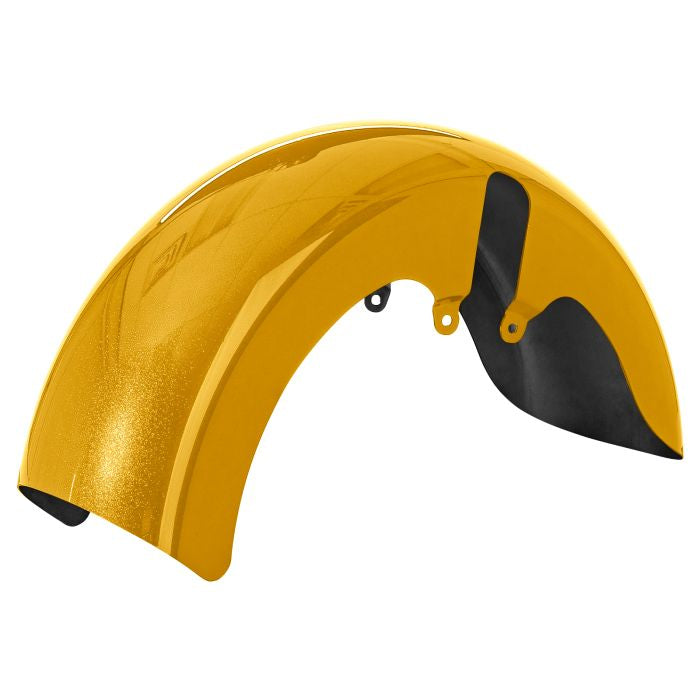 Chrome Yellow Pearl 18" Wide Fat Tire Front Fender for Harley® Touring '96-'13 rear view