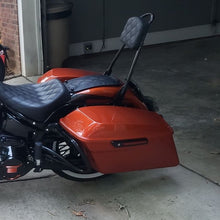 Harley Softail Saddlebag Guards in Black from HOGWORKZ on Scorched orange harley close up