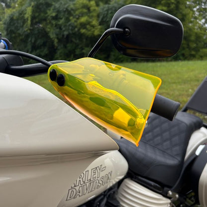 Yellow Hand Guards for Harley® Touring / Low Rider ST from HOGWORKZ close up