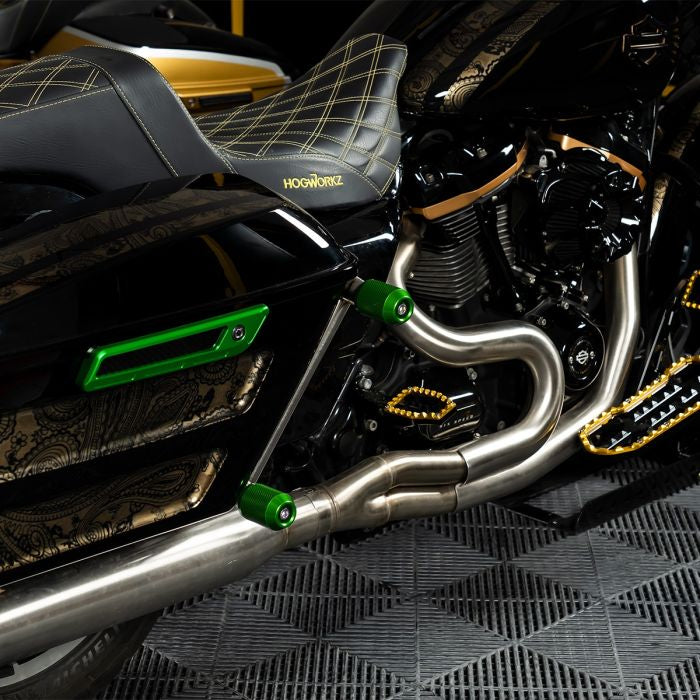 Green Anodized Knurled T-6061 Sliders for HOGWORKZ® Performance Engine Guards
