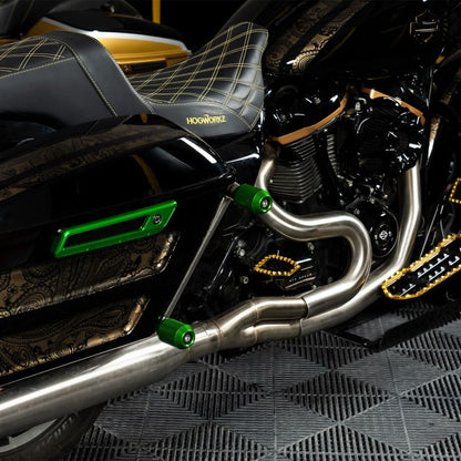 Green Anodized Knurled T-6061 Sliders for HOGWORKZ® Performance Engine Guards