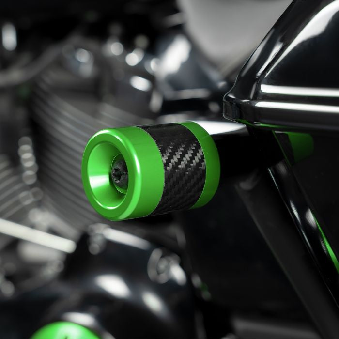 Green Anodized Carbon Fiber T-6061 Sliders for HOGWORKZ® Performance Engine Guards