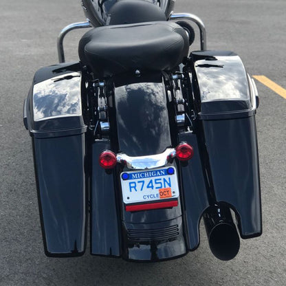 Color Match Harley® Touring Stretched 2-Into-1 Tri-Bar Fender Extension in vivid black