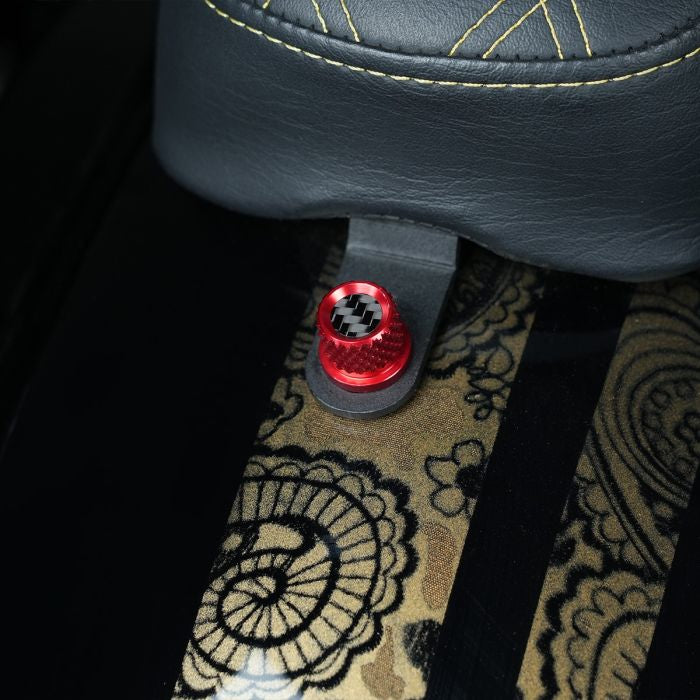 Red Carbon Fiber 1/4" Knurled Seat Bolt / Screw Kit for Harley-Davidson® from HOGWORKZ