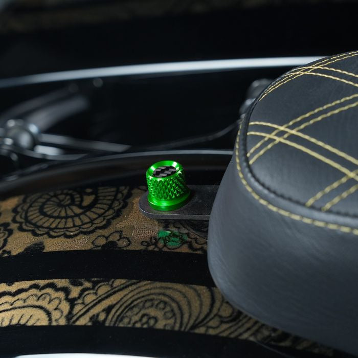 Green Carbon Fiber 1/4" Knurled Seat Bolt / Screw Kit for Harley-Davidson® from HOGWORKZ