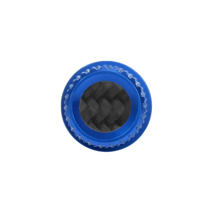 Blue Carbon Fiber 1/4" Knurled Seat Bolt / Screw Kit for Harley-Davidson® from HOGWORKZ