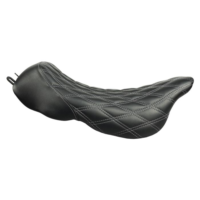 Alpha Solo Seat for Harley® Touring with Diamond / Silver Stitch from HOGWORKZ side