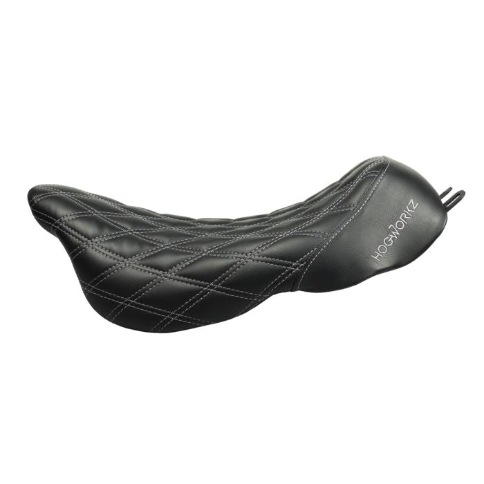 Alpha Solo Seat for Harley® Touring with Diamond / Silver Stitch from HOGWORKZ side
