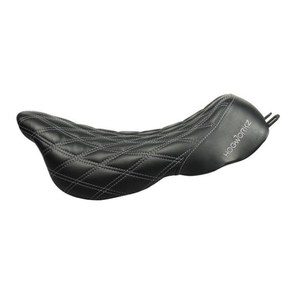 Alpha Solo Seat for Harley® Touring with Diamond / Silver Stitch from HOGWORKZ side