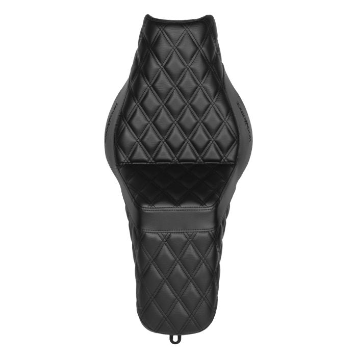 HOGWORKZ Rise Up Seat for Harley® Fat Bob Black Stitch top view