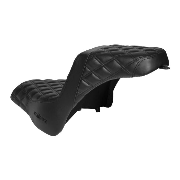 Rise Up Seat for Harley® Fat Bob Black Stitch from HOGWORKZ angle