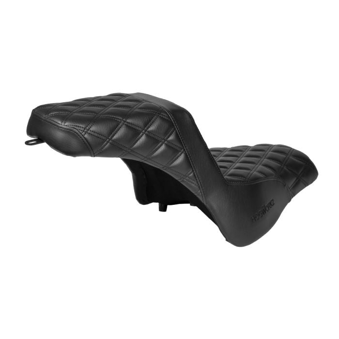 HOGWORKZ Rise Up Seat for Harley® Fat Bob Black Stitch angle