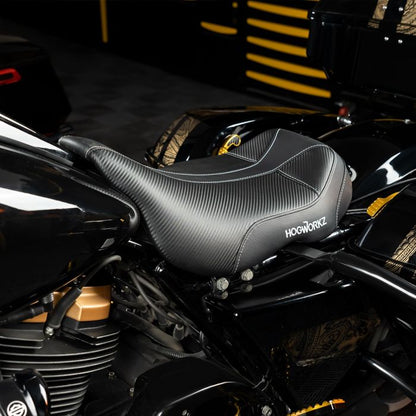 Carbon Weave Alpha Solo Seat for Harley® Touring from HOGWORKZ on harley bike