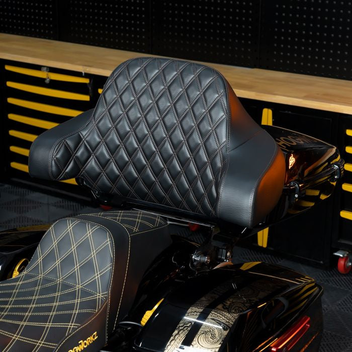 HOGWORKZ® Black Stitched Chopped Tour Pack Backrest Pad