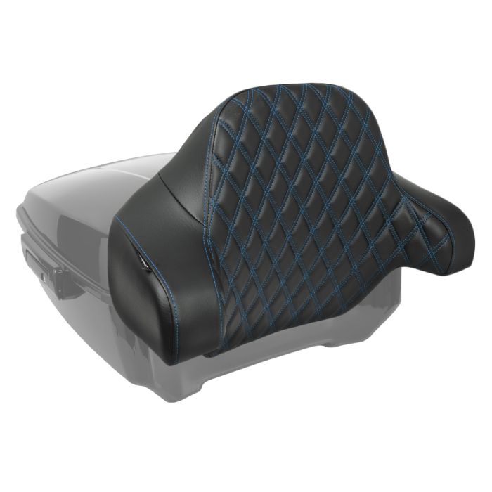 HOGWORKZ® Diamond Stitched King Tour Pack Backrest Pad - Blue Stitching