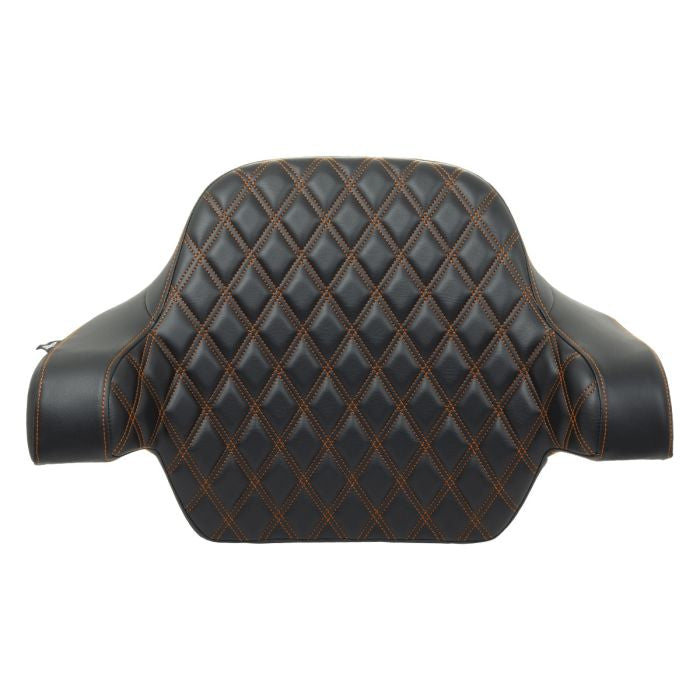HOGWORKZ® Diamond Stitched King Tour Pack Backrest Pad w/ Orange Stitching