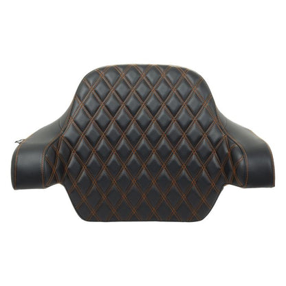 HOGWORKZ® Diamond Stitched King Tour Pack Backrest Pad w/ Orange Stitching