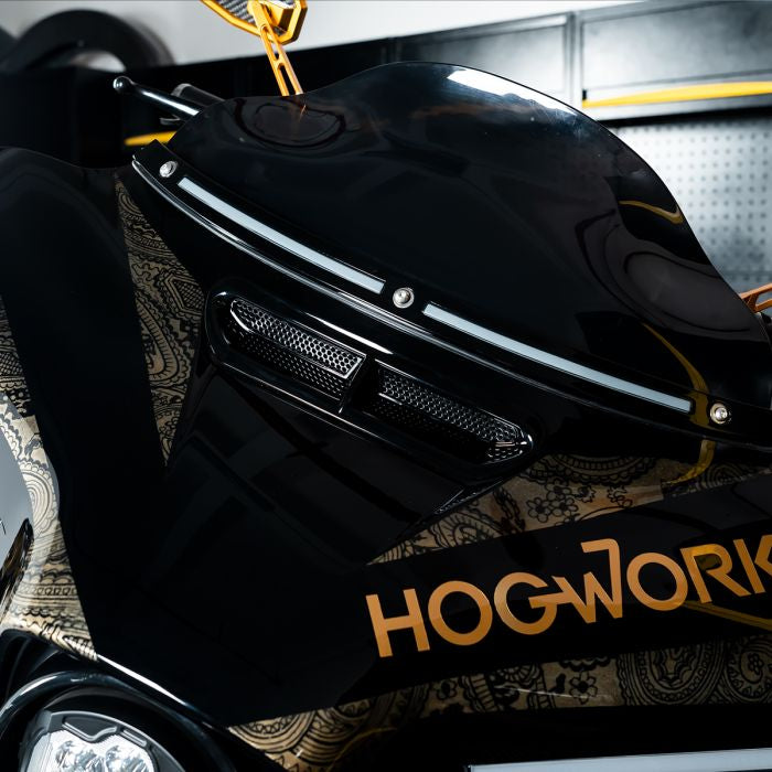 Black Outer Fairing Vent Mesh Accent Trim for Harley® Touring from HOGWORKZ on bike