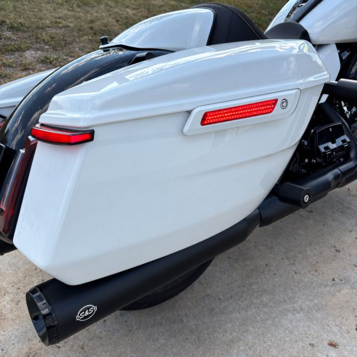 White onyx Saddlebag Latch Covers on Harley® Touring