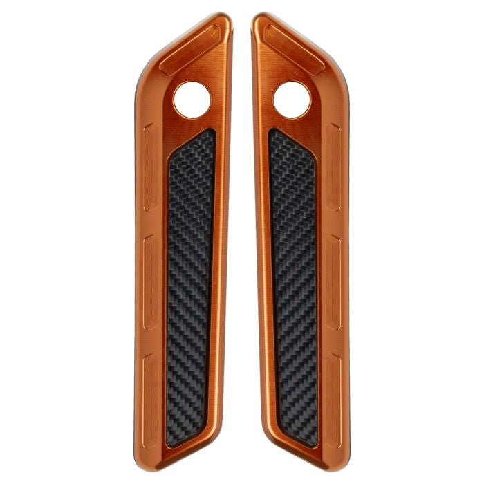 Orange Anodized Saddlebag Latch Covers for Harley® Touring from hogworkz