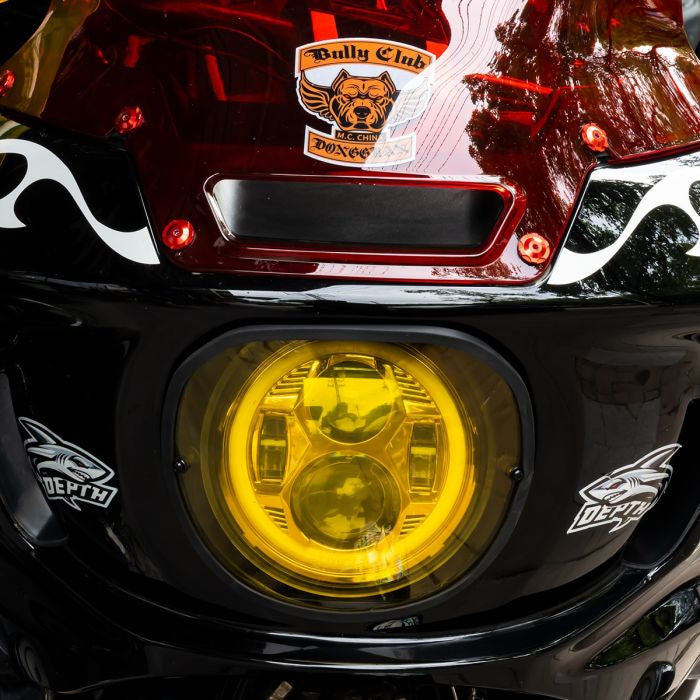 Amber FXRT Style Headlight Lens Cover for Harley® Low Rider ST from HOGWORKZ front