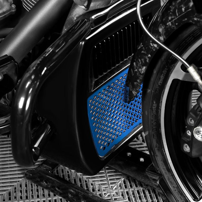 HOGWORKZ® Blue Oil Cooler Grill Guard for Harley® Touring