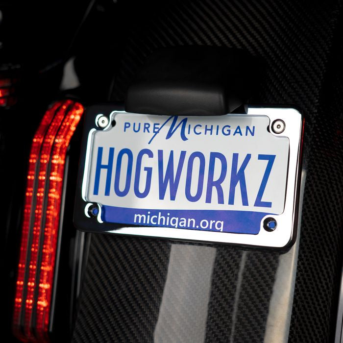 HOGWORKZ Chrome Low Profile License Plate Frame Kit for Harley Davidson