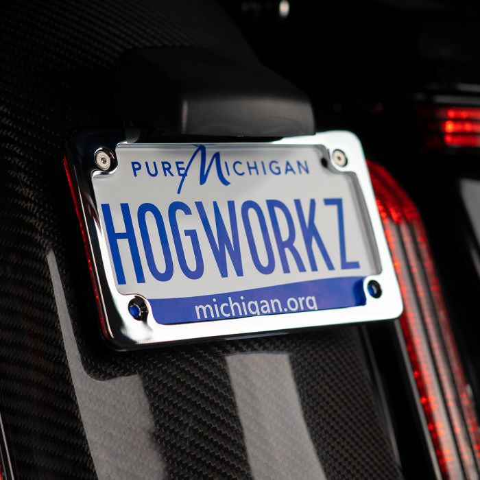 HOGWORKZ Chrome Low Profile License Plate Frame for Harley-Davidson® Motorcycles