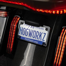 Black Low Profile License Plate Frame for Harley-Davidson® Motorcycles from HOGWORKZ on bike
