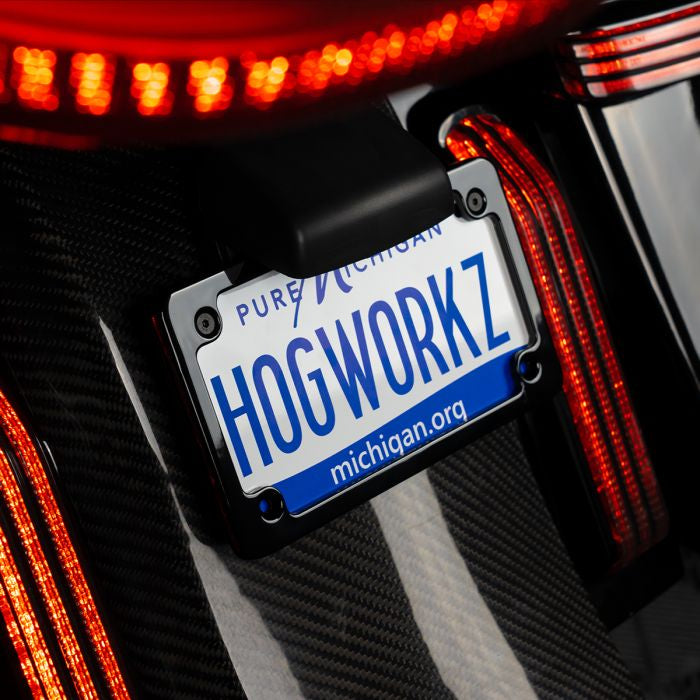 HOGWORKZ Black Low Profile License Plate Frame for Harley-Davidson® Motorcycles