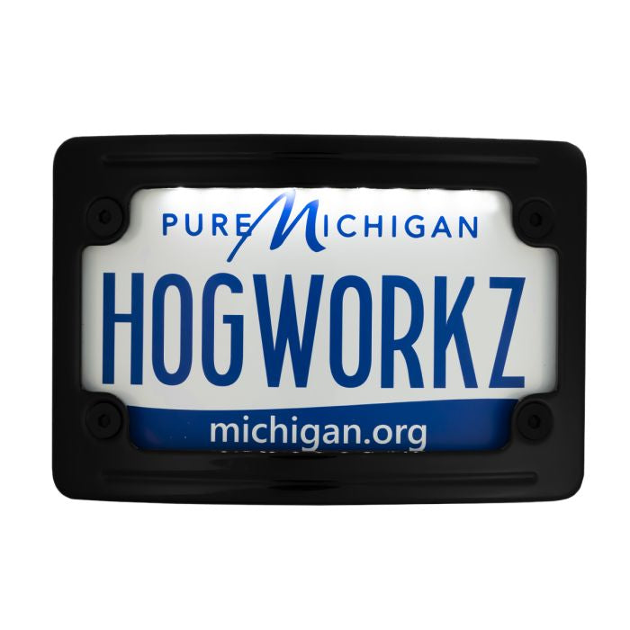 Black LED License Plate Frame Mount for Harley® Touring from HOGWORKZ show up