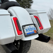 Black LED License Plate Frame Mount for Harley® Touring from HOGWORKZ on bike
