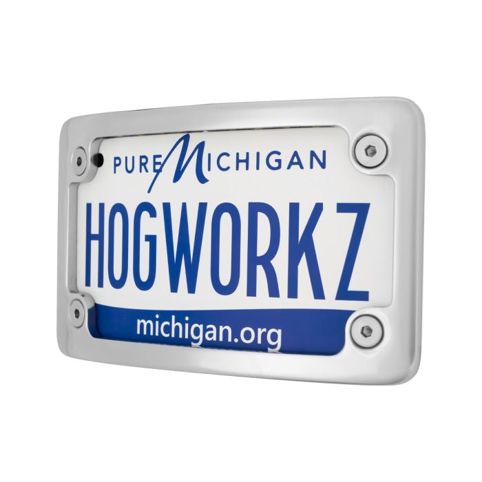 HOGWORKZ Chrome Universal LED Flush License Plate Mount for Harley-Davidson® Motorcycles