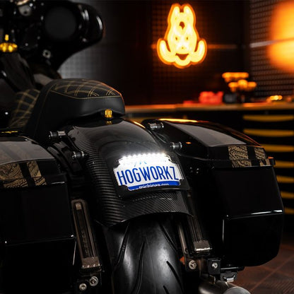 HOGWORKZ Black Universal LED Flush License Plate Mount for Harley-Davidson® Motorcycles on bike