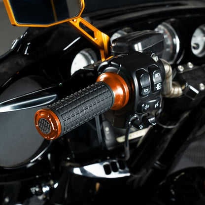 HOGWORKZ® Orange MX Style Hand Grips for Harley® Wire Throttle Models