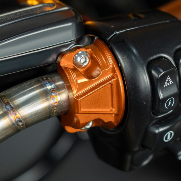 Orange Billet Brake & Clutch Perch Clamps for Harley® Touring