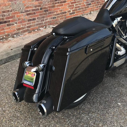 Blacked out street glide with Stretched Saddlebags 4" Extended for Harley® Touring from HOGWORKZ