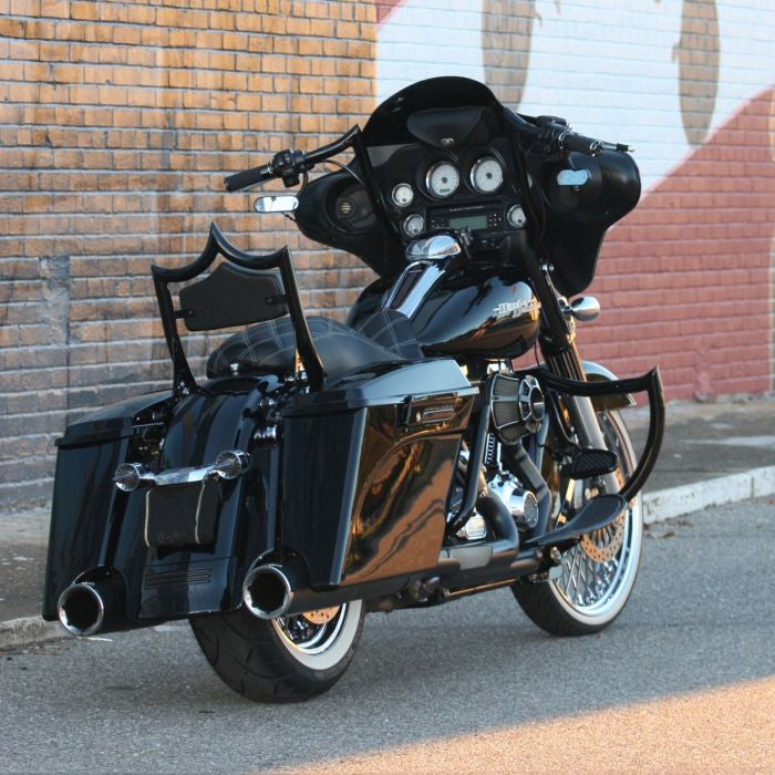 Black street glide with Stretched Saddlebags 4" Extended for Harley® Touring from HOGWORKZ