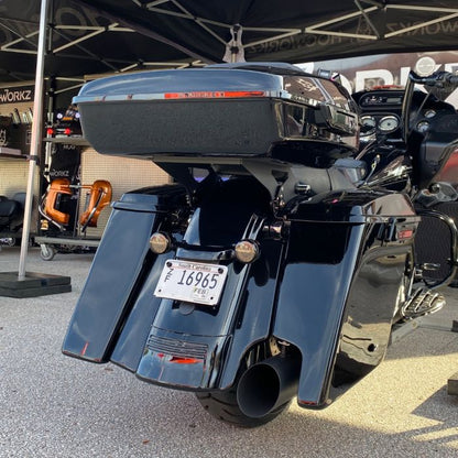 Color Match 2-Into-1 Extended 4" Stretched Saddlebags for Harley® '94-'13 Touring from HOGWORKZ at rally