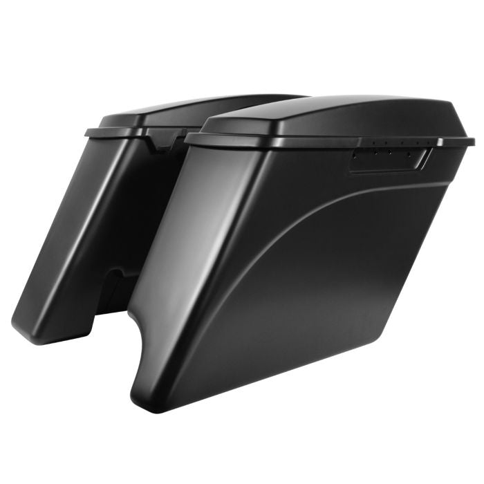 Color Match 2-Into-1 Extended 4" Stretched Saddlebags for Harley® '94-'13 Touring from HOGWORKZ side angle