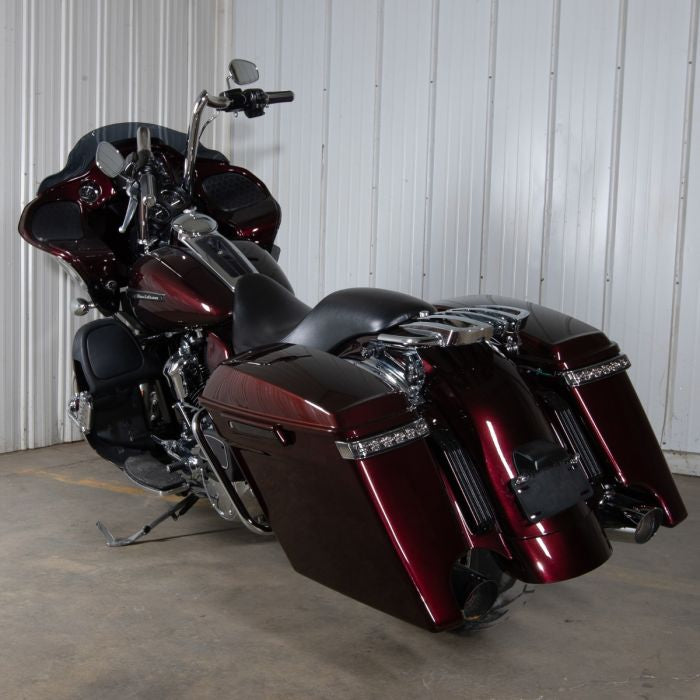 custom painted harley stretched saddlebags twisted cherry