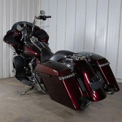 custom painted harley stretched saddlebags twisted cherry