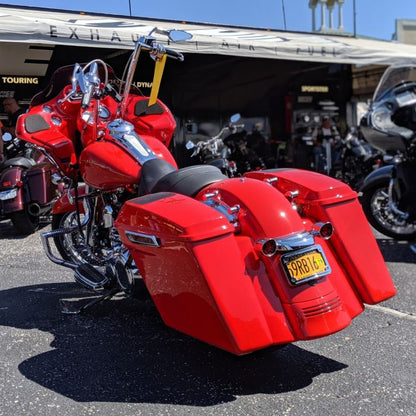 Red Harley® Touring Dual Blocked Extended 4" Stretched Saddlebags from HOGWORKZ®