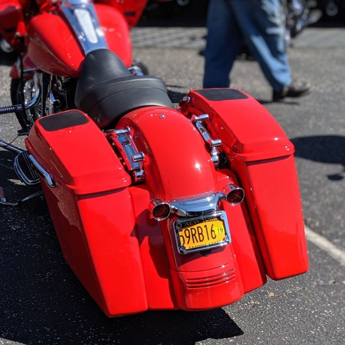 Color Matched Dual Blocked Extended 4" Stretched Saddlebags for Harley® Touring '14-'23