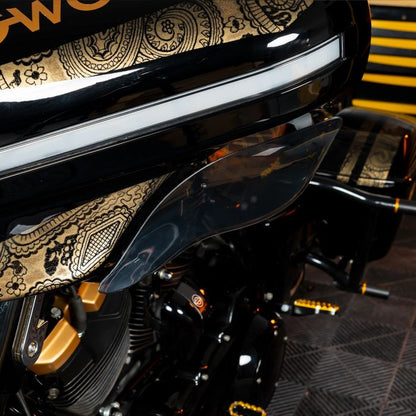 Smoke Adjustable Batwing Air Deflectors for Harley® Touring on bike